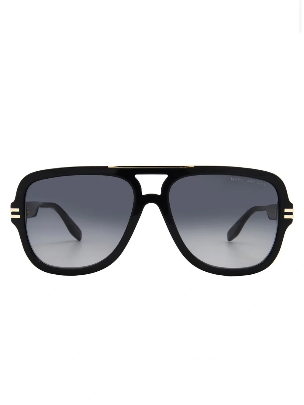 Marc Jacobs Unísex Black Frame Sunglasses w/Gold Accents & Gradient Gray Lenses